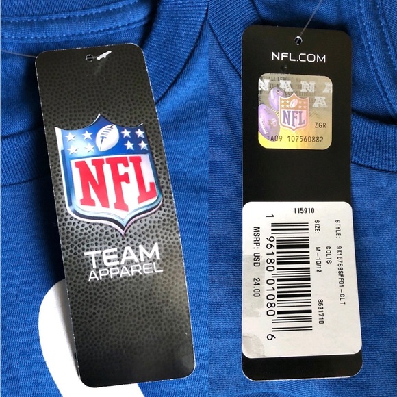 NEW NFL Indianapolis Colts T Shirt FOR THE SHOE Blue Medium 10-12 Youth Boy’s - Picture 6 of 16